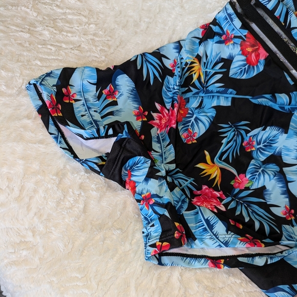 ❤ Swimsuit Large Swim Floral One Piece Shein Blue Pink - Picture 9 of 9